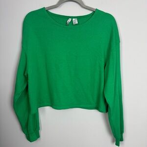 DIVIDED | H&M Vibrant Green Cropped Lightweight Sweatshirt Women’s Size Small
